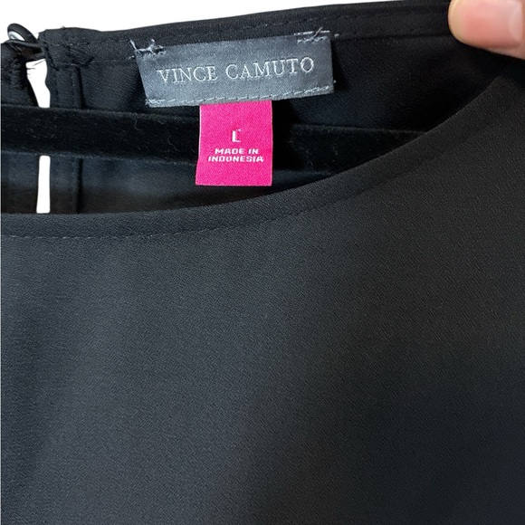 NWT VINCE CAMUTO Boat Neck Extended Cuff Shirt Blouse Black Stripe Size Large - Picture 7 of 10